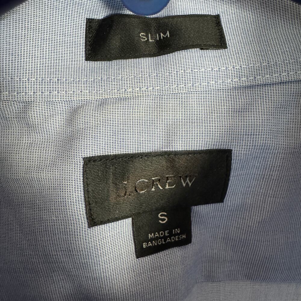 J.Crew Slim Bowery Performance Dress Shirt Mens S Blue AU829 Spread Collar LS - Picture 4 of 8